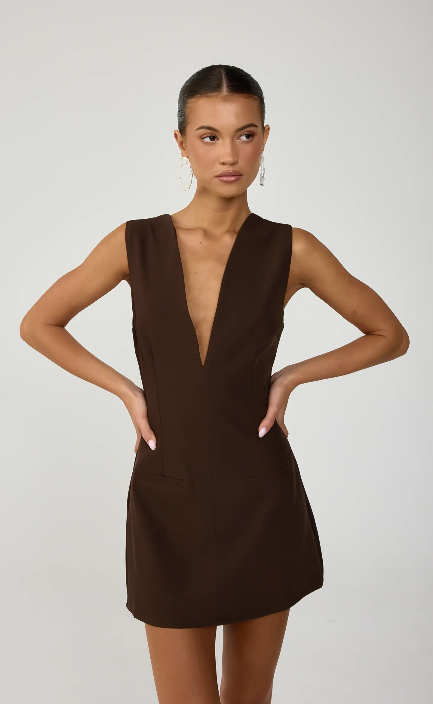 Aya Mini Dress (Chocolate) - Image 6
