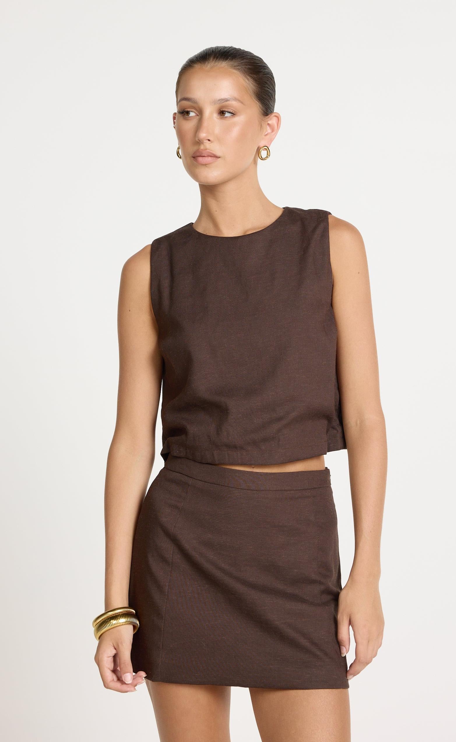 Beckett Mini Skirt (Chocolate) - Image 3