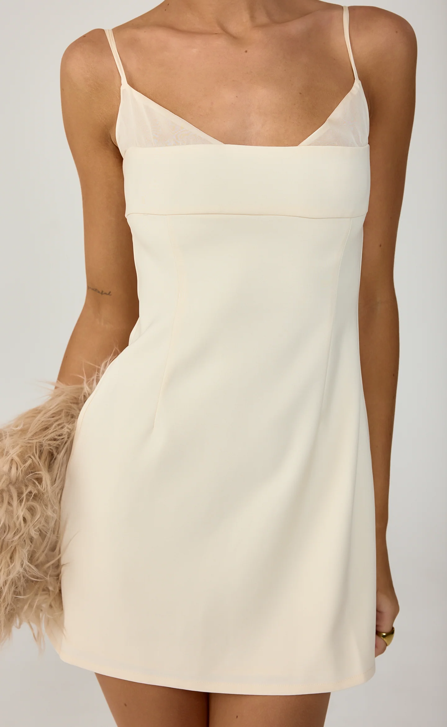 Charmed Mini Dress (Cream) - Image 3