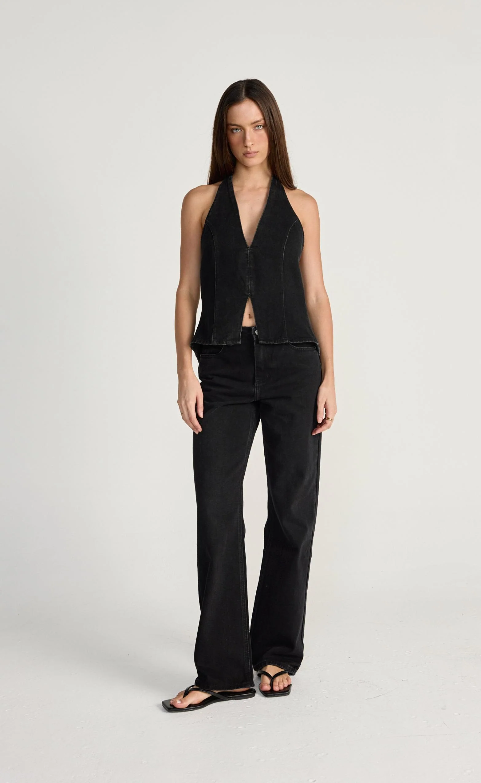 Elham Denim Top (Vintage Black)