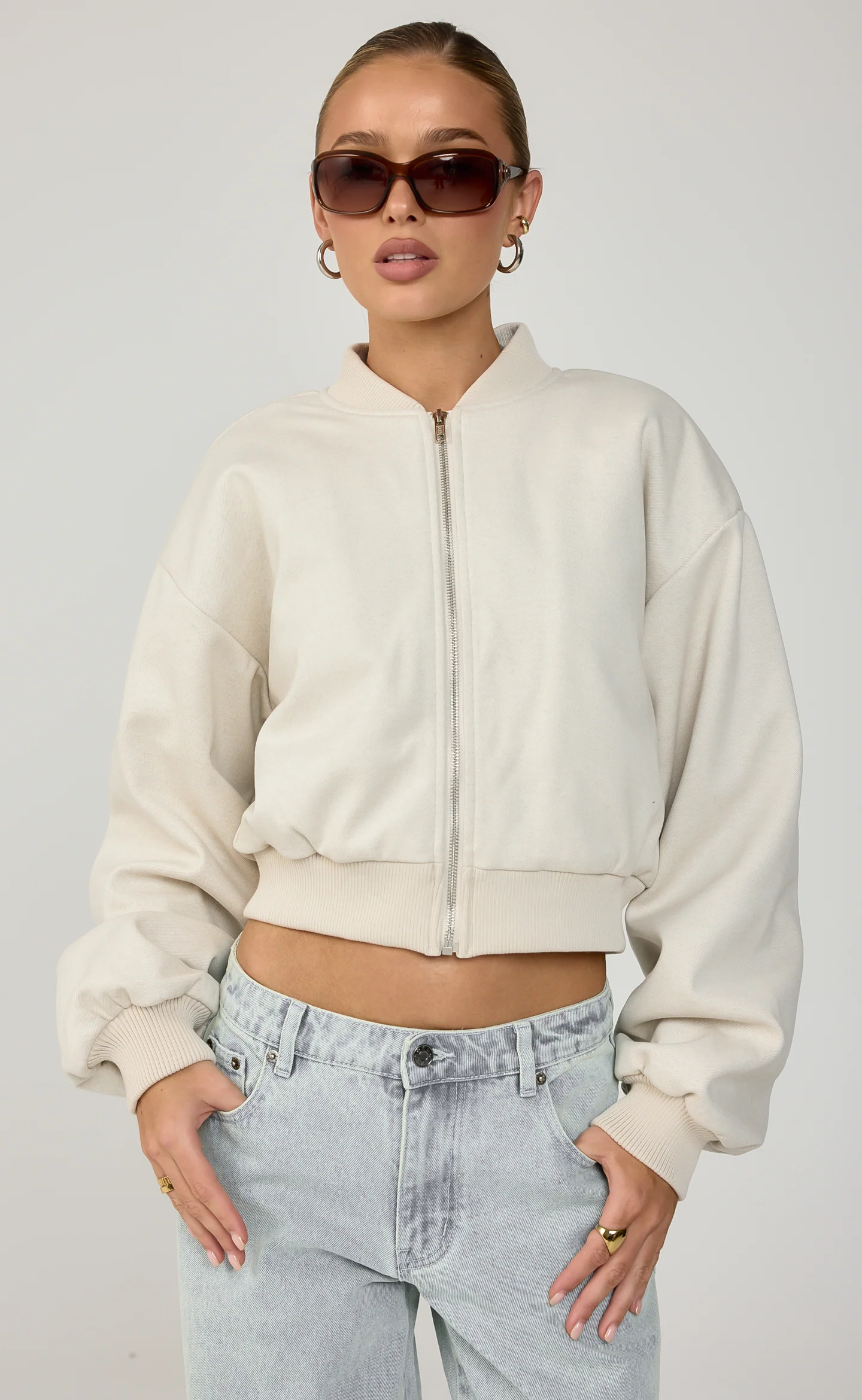 Ellina Bomber Jacket (Oat Texture) - Image 3