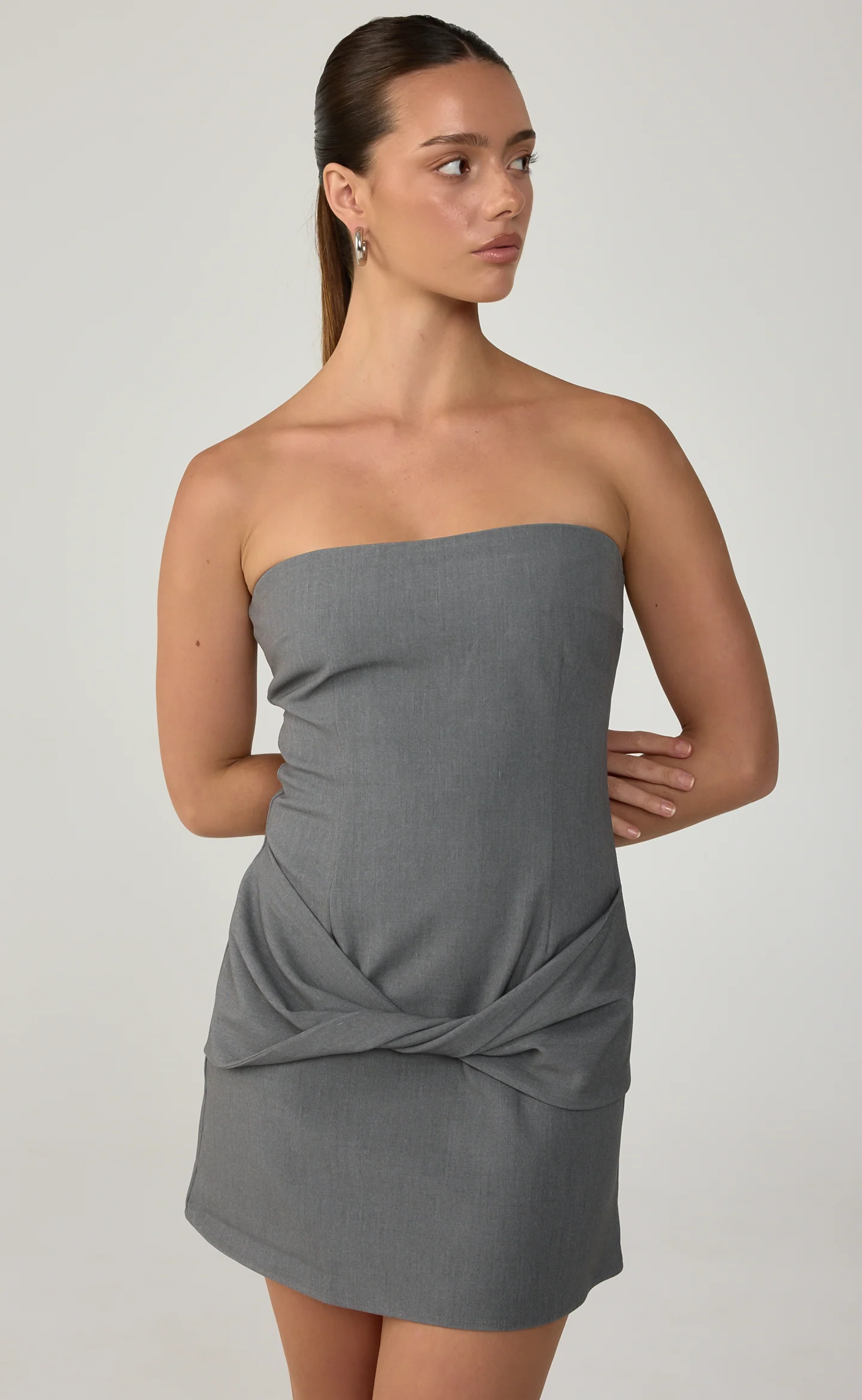 Jaylen Mini Dress (Slate Texture) - Image 2