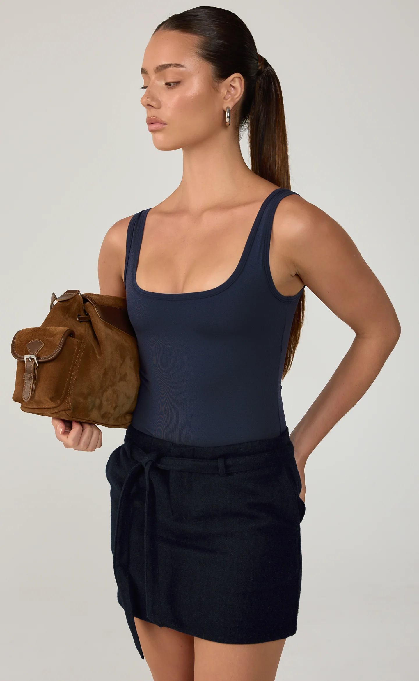 Overtime Mini Skirt (Navy Texture) - Image 7