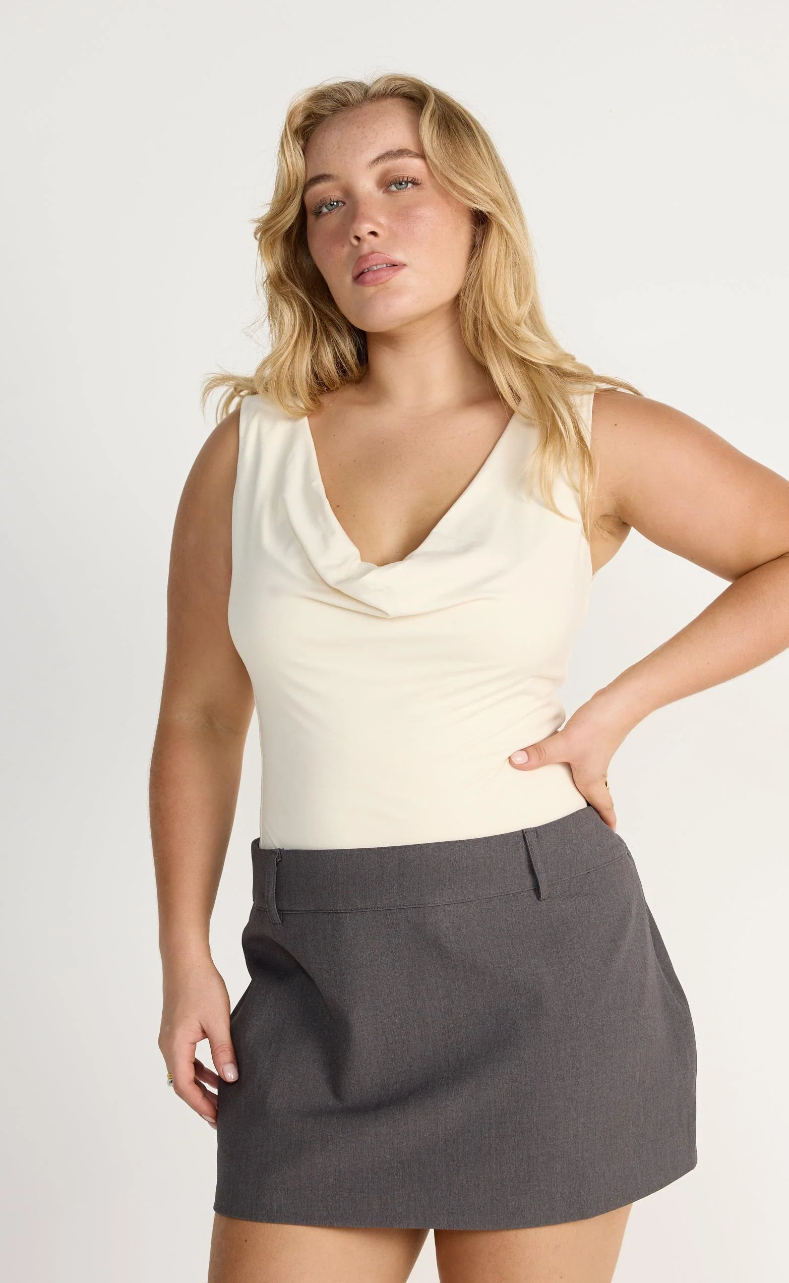 Rosalinda Mini Skirt (Textured Slate) - Image 3