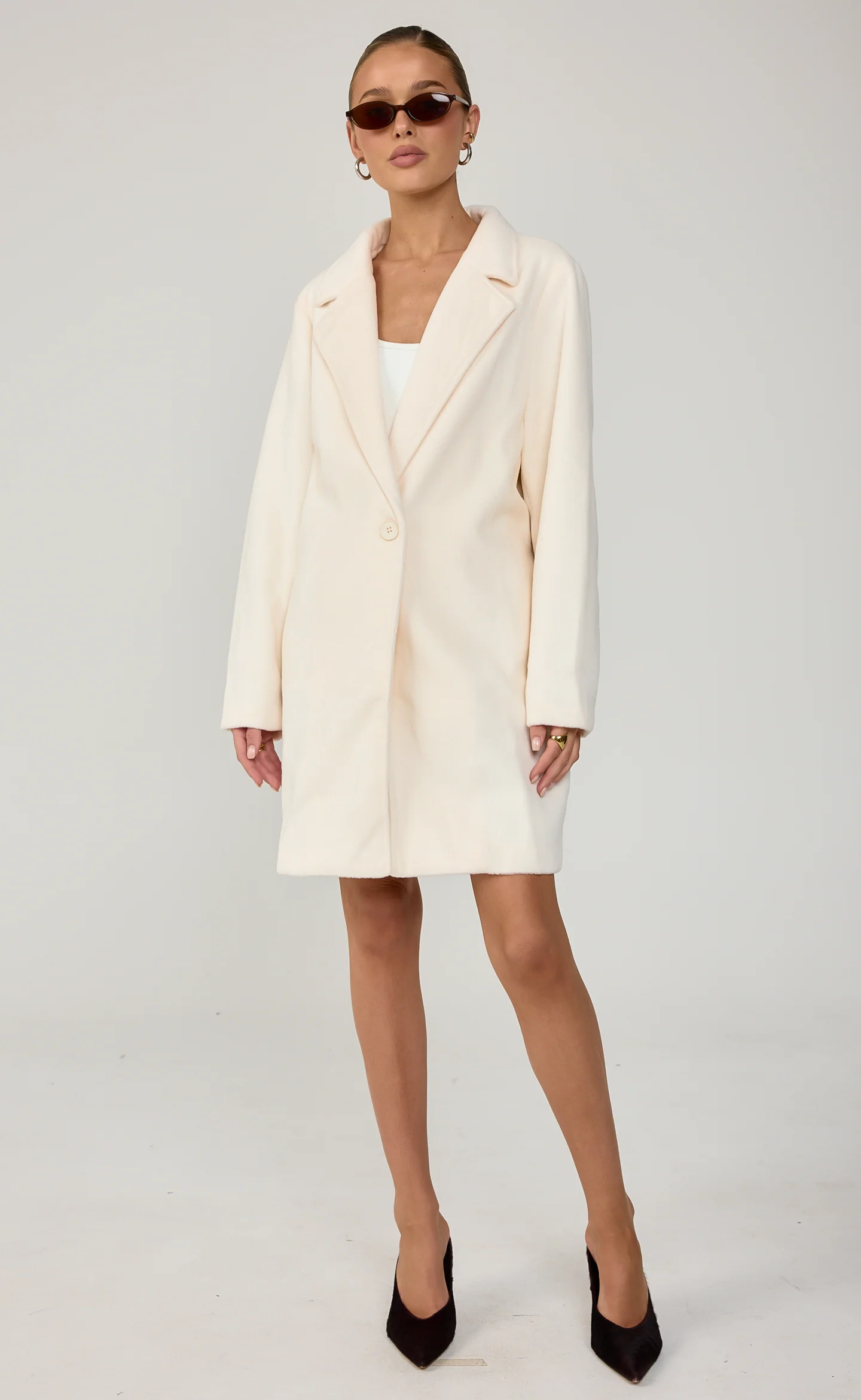 Senara Cropped Coat (Cream) - Image 7