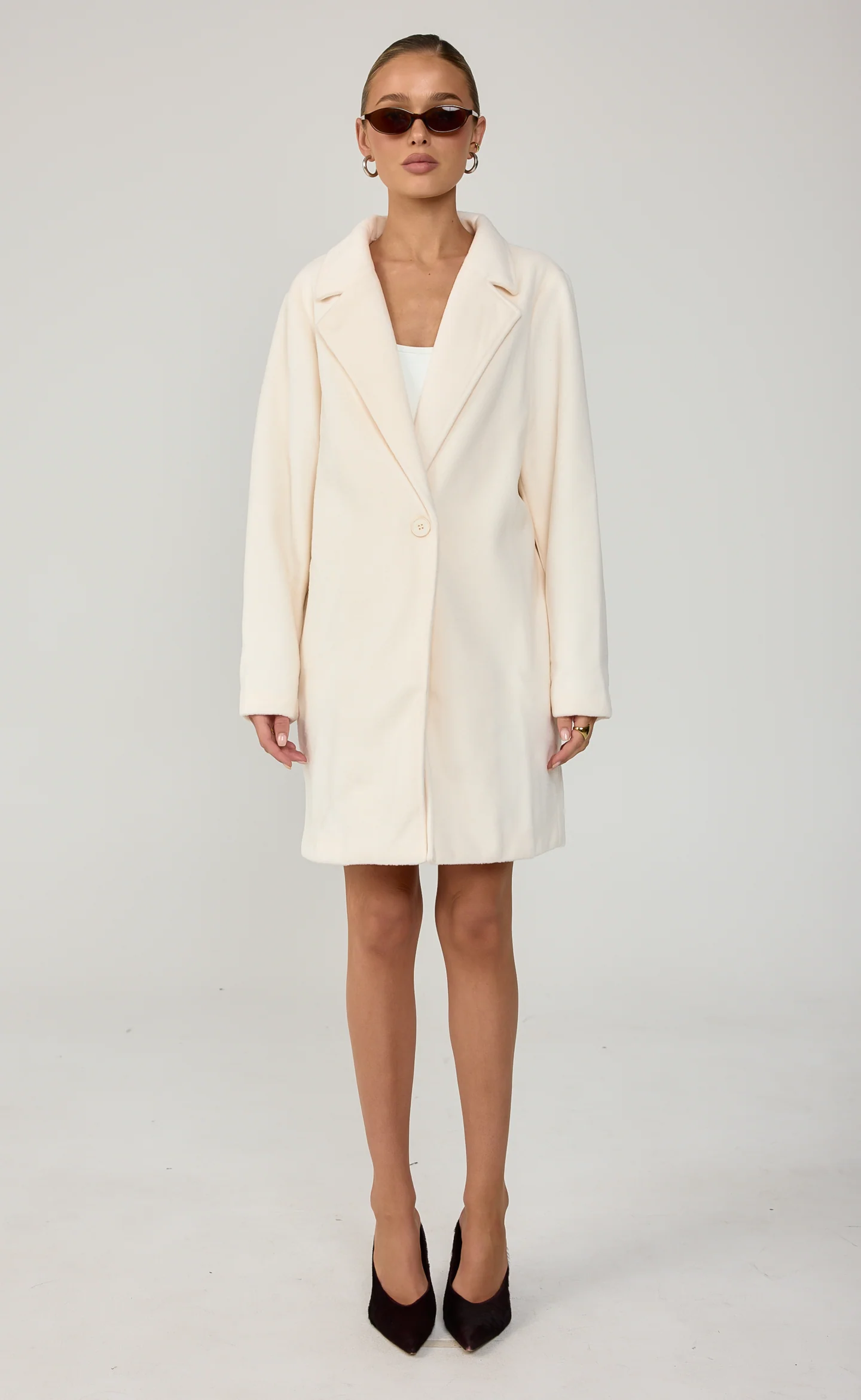 Senara Cropped Coat (Cream) - Image 8