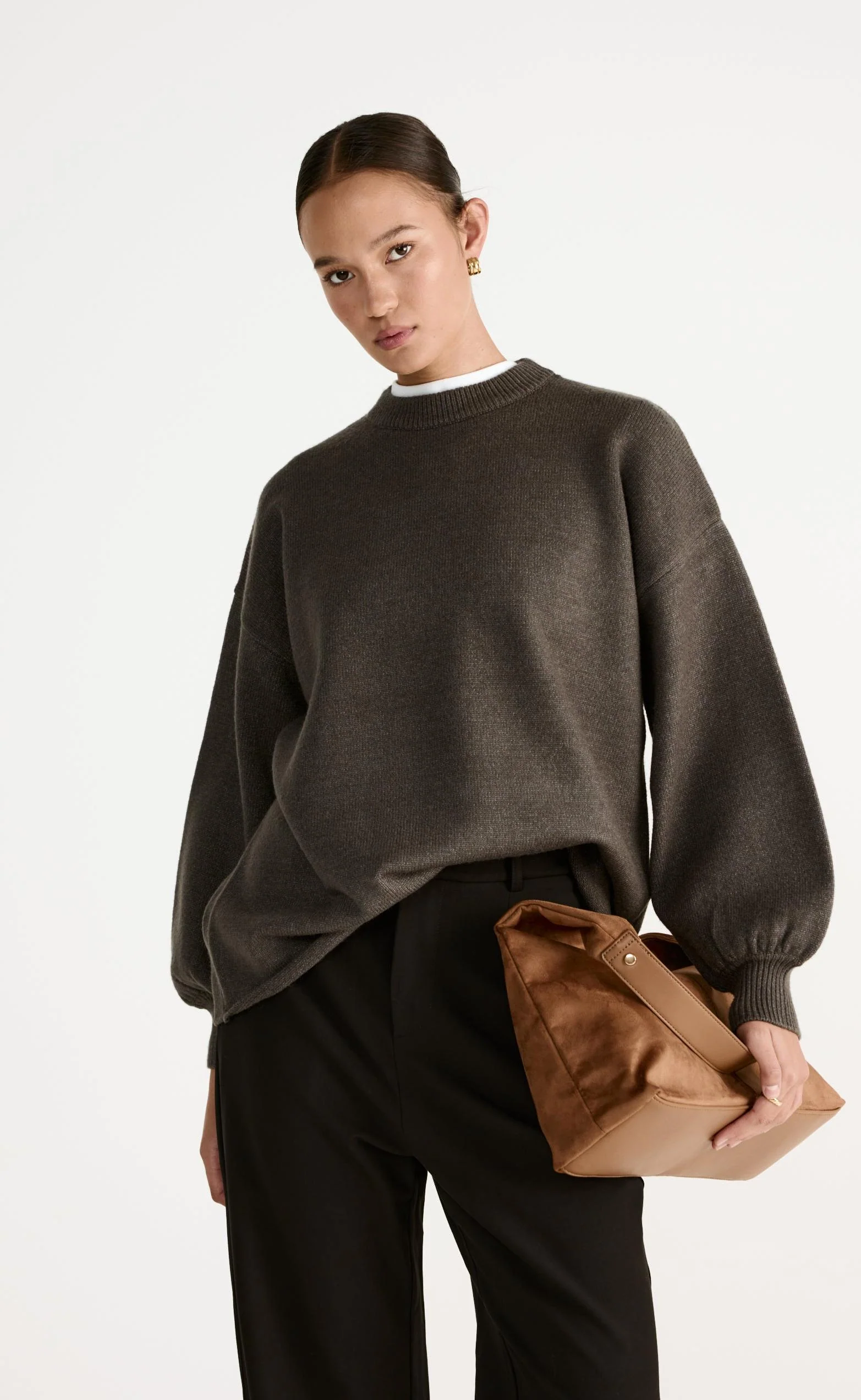 Tammy Shoulder Bag (Dark Tan Suede) - By Billini - Image 6