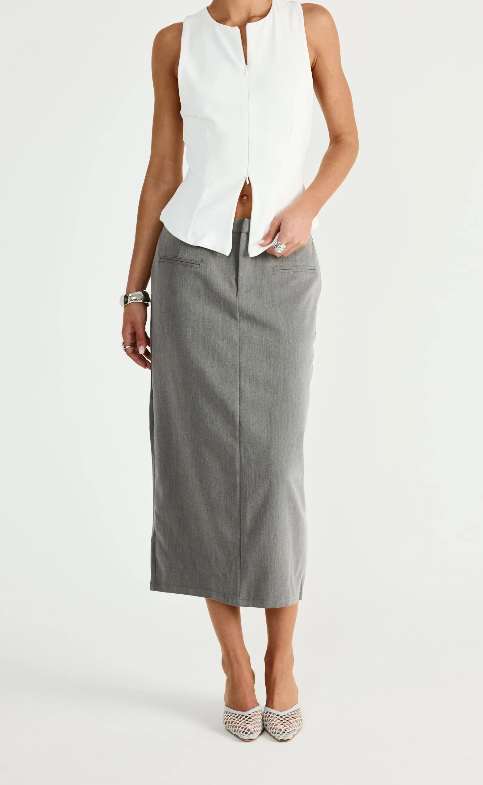 Tillie Midi Skirt (Grey) - Image 2
